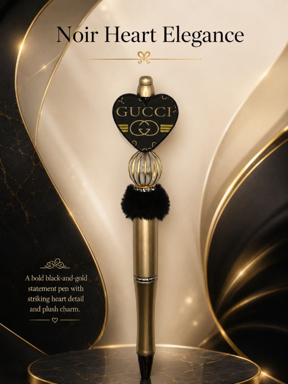 Golden Noir Heart Pen
